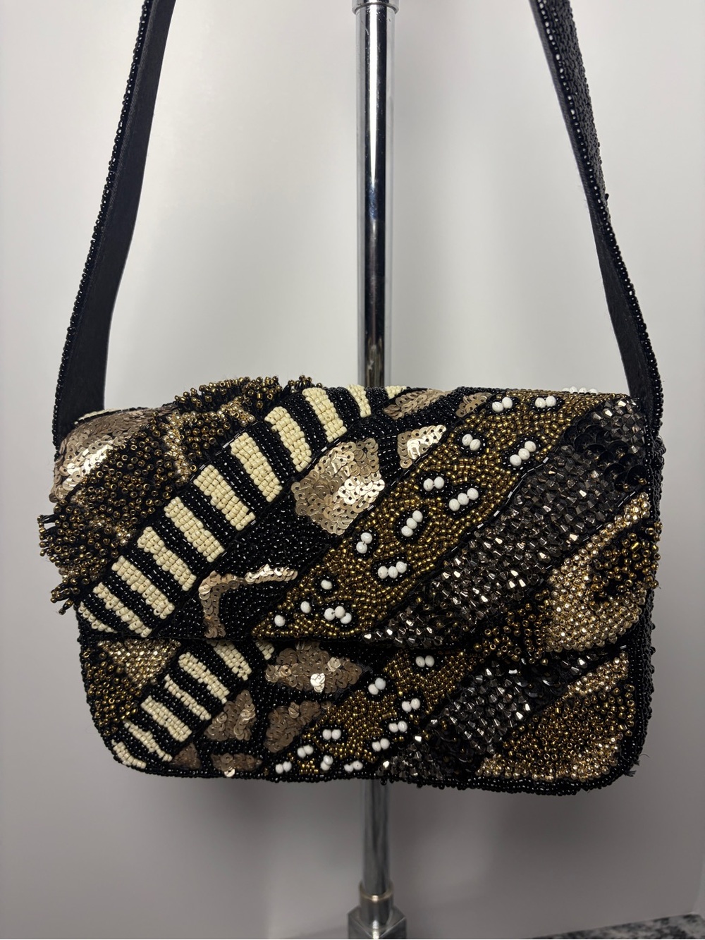 Beaded statement shoulder bag